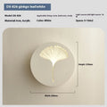 Modern bedside wall lamp with acrylic shade in six designs: white or pink square four-leaf clover, round ginkgo leaf, and round love heart.