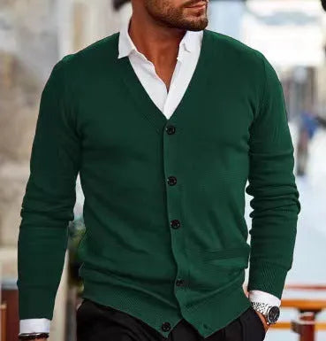 Men's slim fit acrylic cardigan sweater in multiple colours for autumn wear