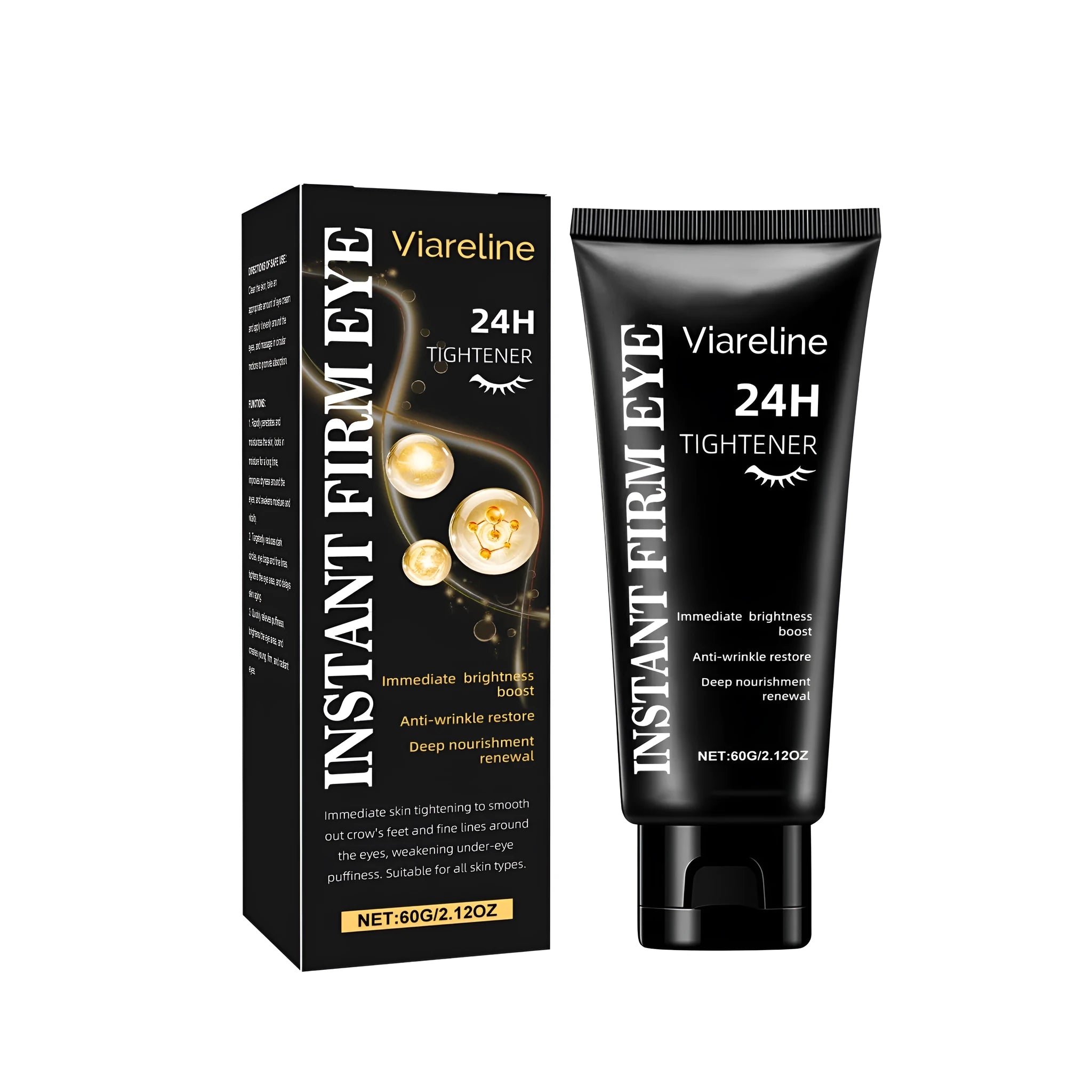 60g jar of anti-aging anti-wrinkle eye cream with hydrolyzed collagen and hyaluronic acid