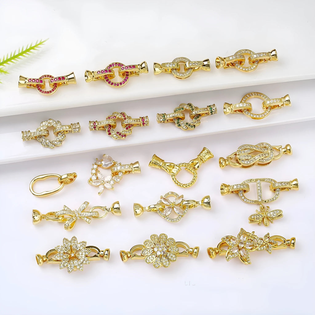 Small gold-plated jewellery buckle for DIY necklace making with three colour options