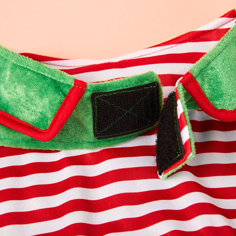 Pet green gauze skirt hat suit on a dog, flannel knitted fabric Christmas outfit