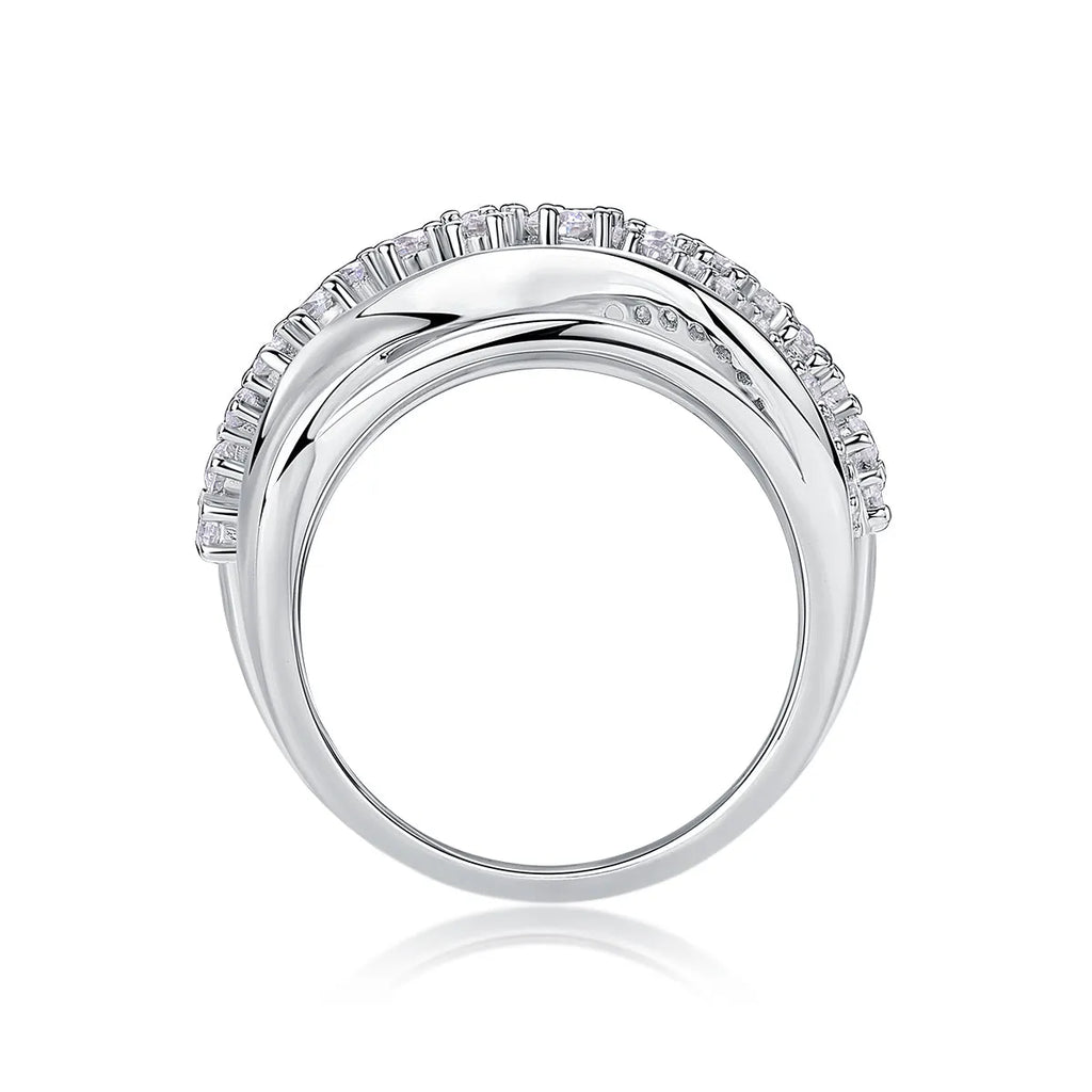 S925 silver platinum-plated moissanite wedding ring set in sizes 5 to 9 with gift box and GRA certificate