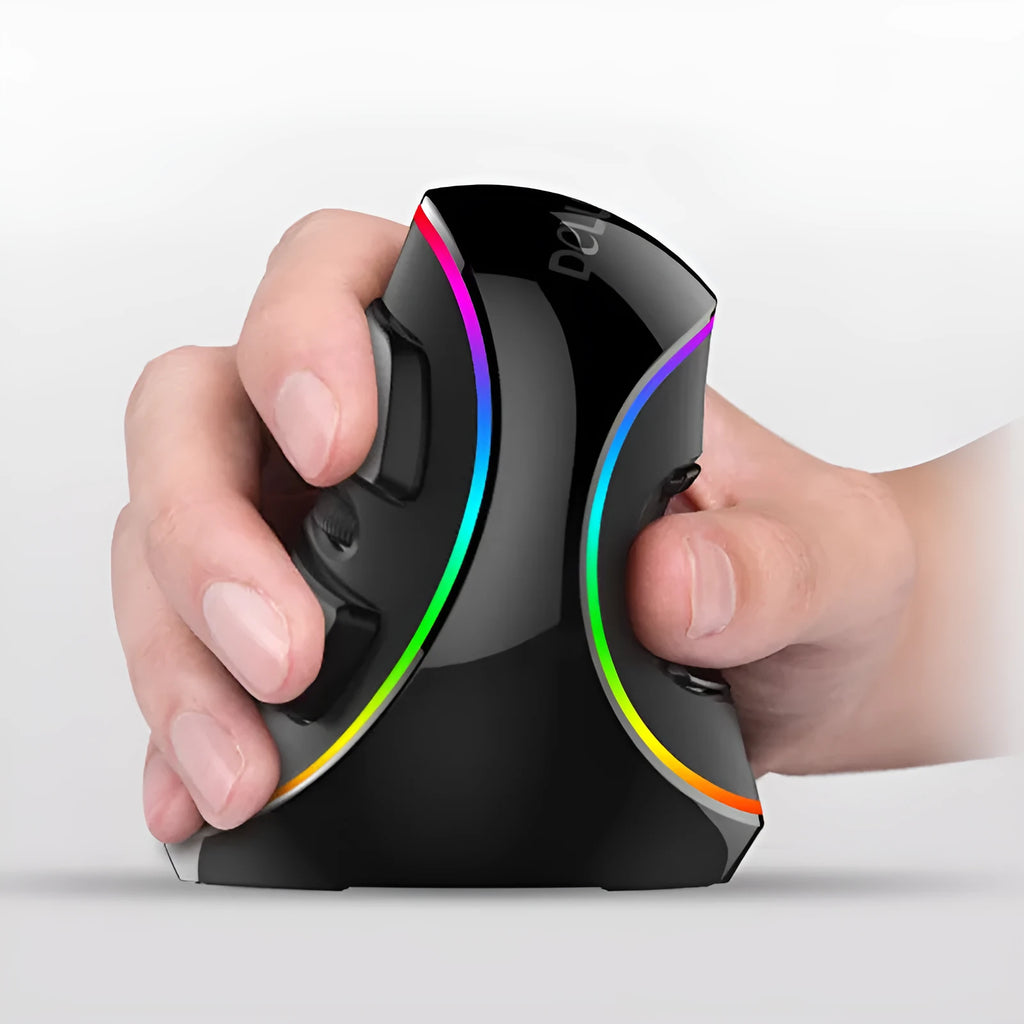 Vertical snail-shaped ergonomic computer mouse with RGB lighting in three style options
