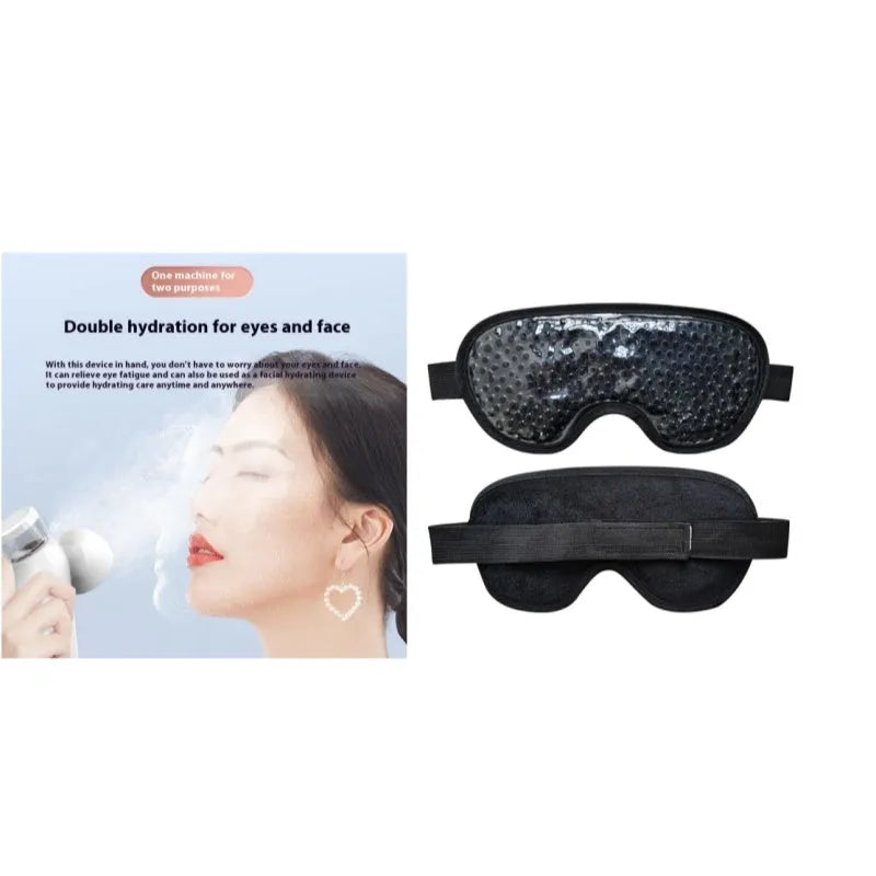 White rechargeable eye mask device for cold and hot compress therapy with atomisation function.