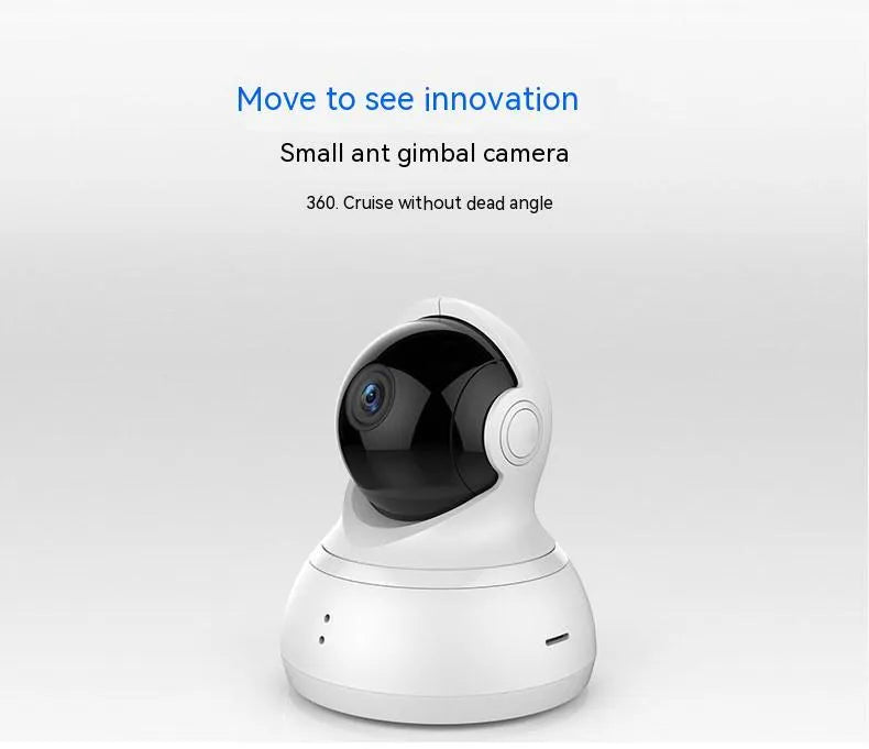 White HD night vision 360-degree indoor surveillance camera with wall mount and cables