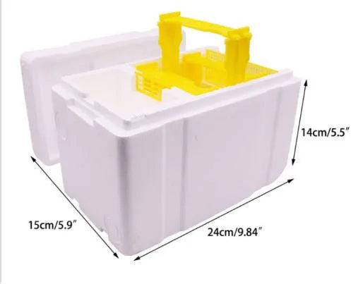 Three white foam mini delivery boxes for bee breeding and pollination management