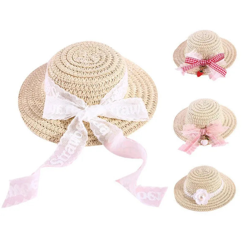 Handmade paper pet hat with adjustable bow knot for dogs and cats in cartoon style