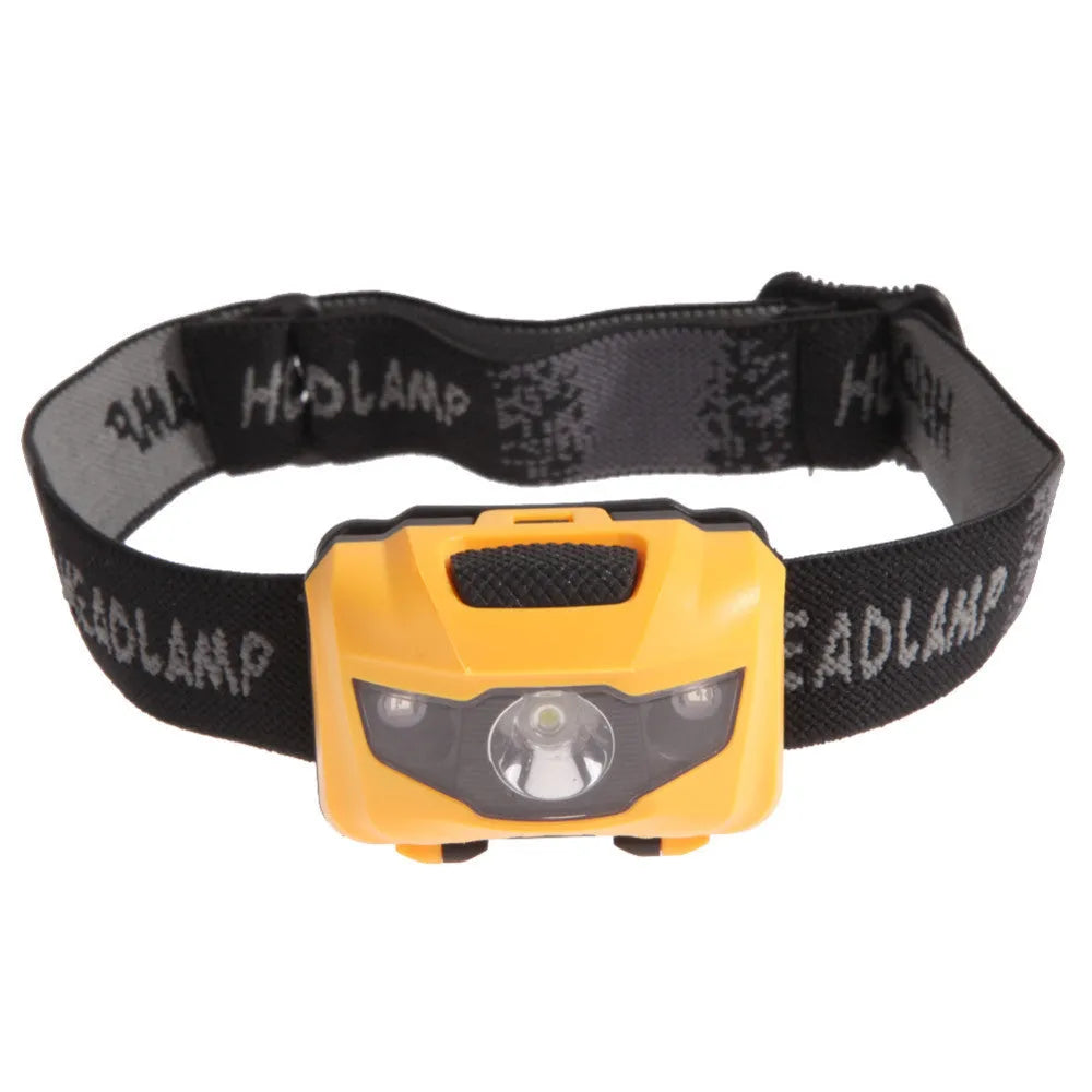 3W LED head torch with white and red lights in waterproof casing for outdoor activities