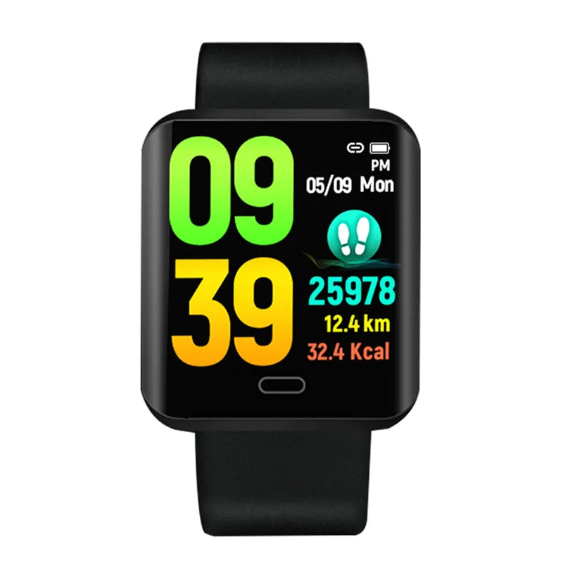 B8 smart bracelet in black with silver alloy case and LED display