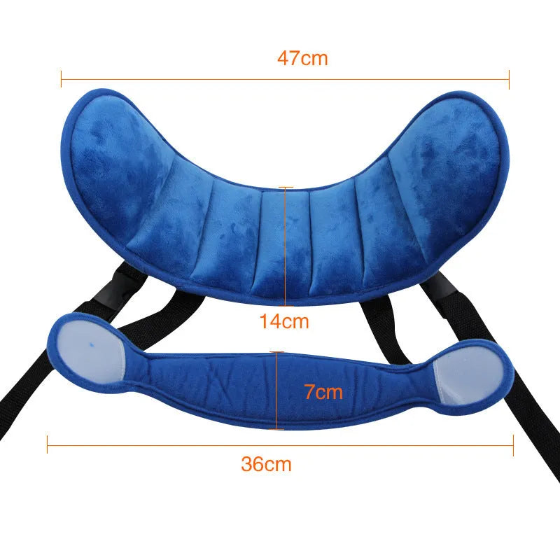 Child car seat head support sleep auxiliary belt in polyester with hook and loop neck fastening and 55 x 44 cm rear waistband
