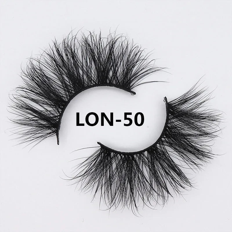 25MM3D mink false eyelashes in 25mm length on a white background showing soft 3D volume