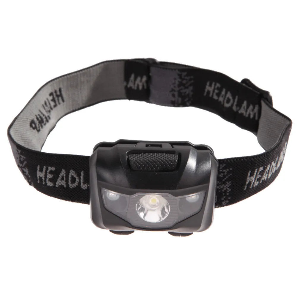 3W LED head torch with white and red lights in waterproof casing for outdoor activities