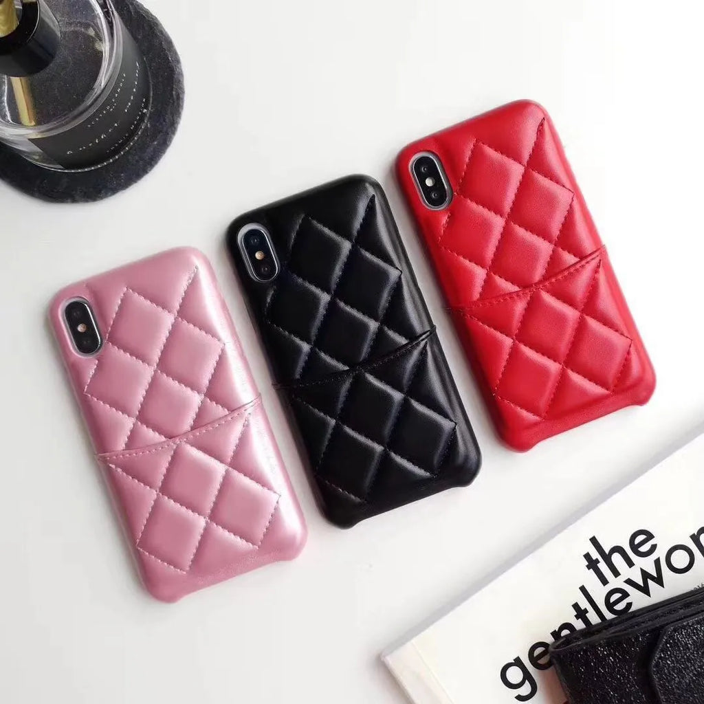 Leather mobile phone case compatible with iPhone XS Max in black, pink or red colour