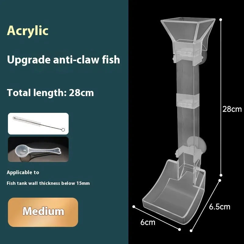Aquarium precise feeding dish set with plastic feeding tubes, cleaning brush and feed spoon
