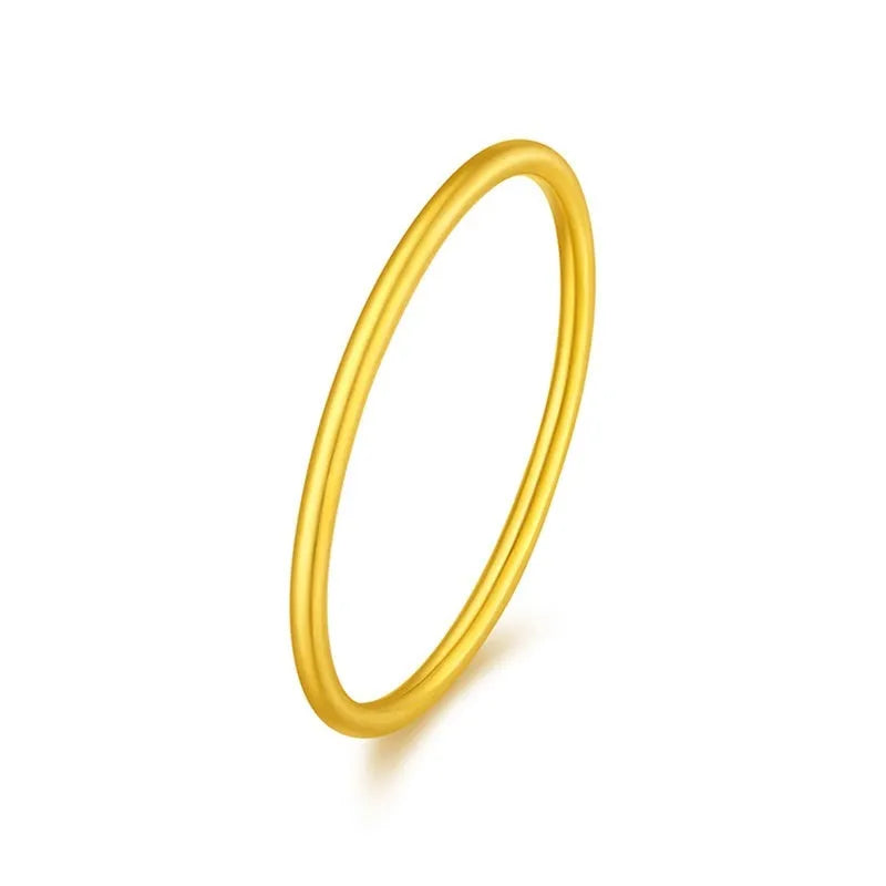Brass gold plated women's ring in simple bracelet and twist styles, shown in UK sizes 6 to 9.
