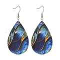 Geometric pattern acrylic drop earrings with flat branch knot design in drop shape