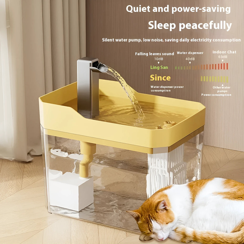 Transparent cat water fountain with circulation pump and filter system