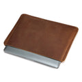 Genuine crazy horse leather computer bag with horizontal liner organiser in brown colour