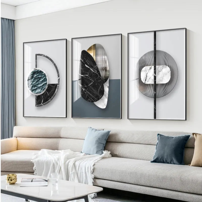 Abstract geometric pattern canvas wall art print in modern minimalist style