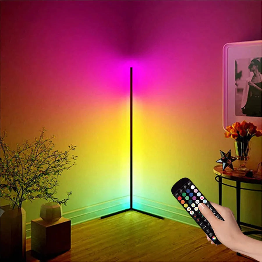 Black Symphony RGB floor lamp with remote control for music sync lighting