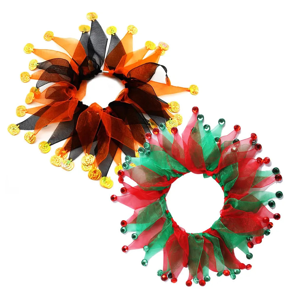 Tie-dye cloth dog collar in colourful patterns including blue, green, Christmas and Halloween styles
