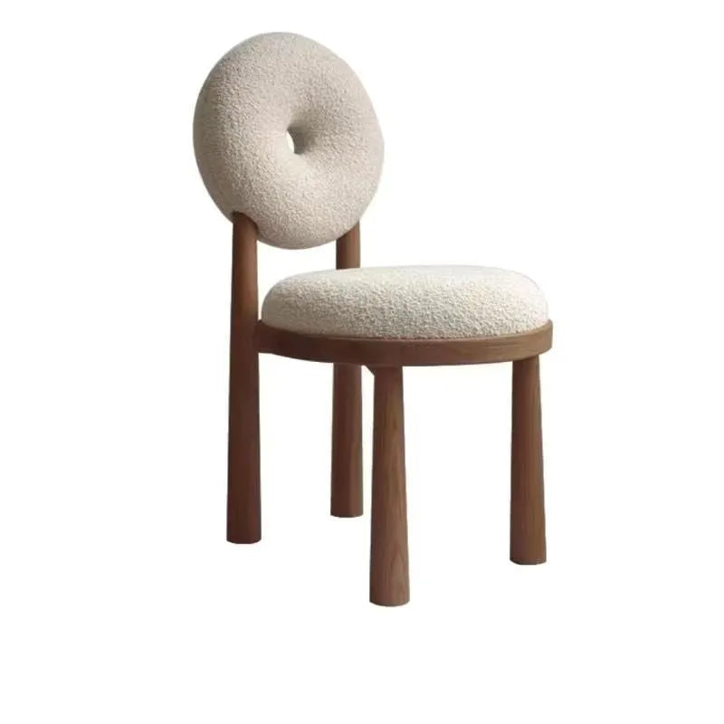 Berber fleece chair with iron frame and high elastic foam sponge filling in plush walnut or wood colour