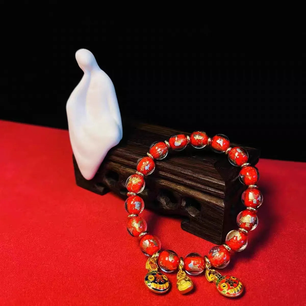 Ancient French glaze glass bracelet with geometric shapes in one of six colour options
