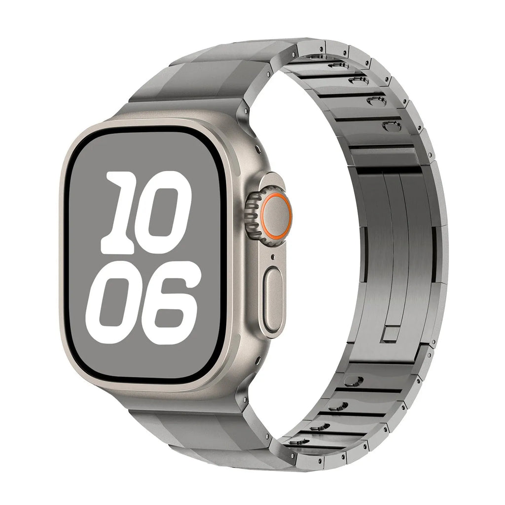 Metal side split stainless steel watch band for Apple Watch, 22mm width, titanium colour, with business style finish