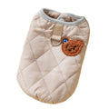 Quilted pet vest for small dogs with bear patch embroidery, cream and beige colours