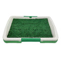 Green synthetic turf dog toilet training tray with three-layer construction