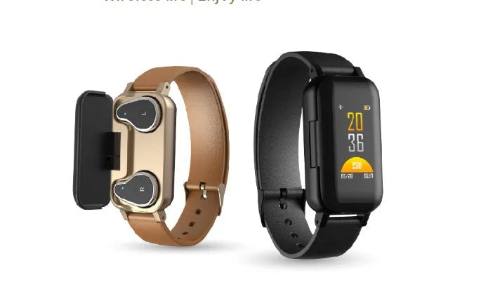 Intelligent environment smart bracelet with 0.96 inch colour display on a wrist, in black, with tentacle style band