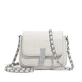 Women's soft PU shoulder bag with sandwich pockets and decorative sewing threads in horizontal square shape