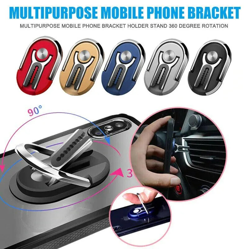Universal car air vent phone holder with 360 degree rotation, zinc alloy gear, and silicone clip, in black finish