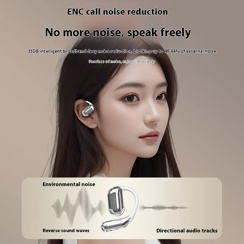 YYK-Q16PRO Gray ear-mounted Bluetooth headset with LCD colour screen and ear hook design