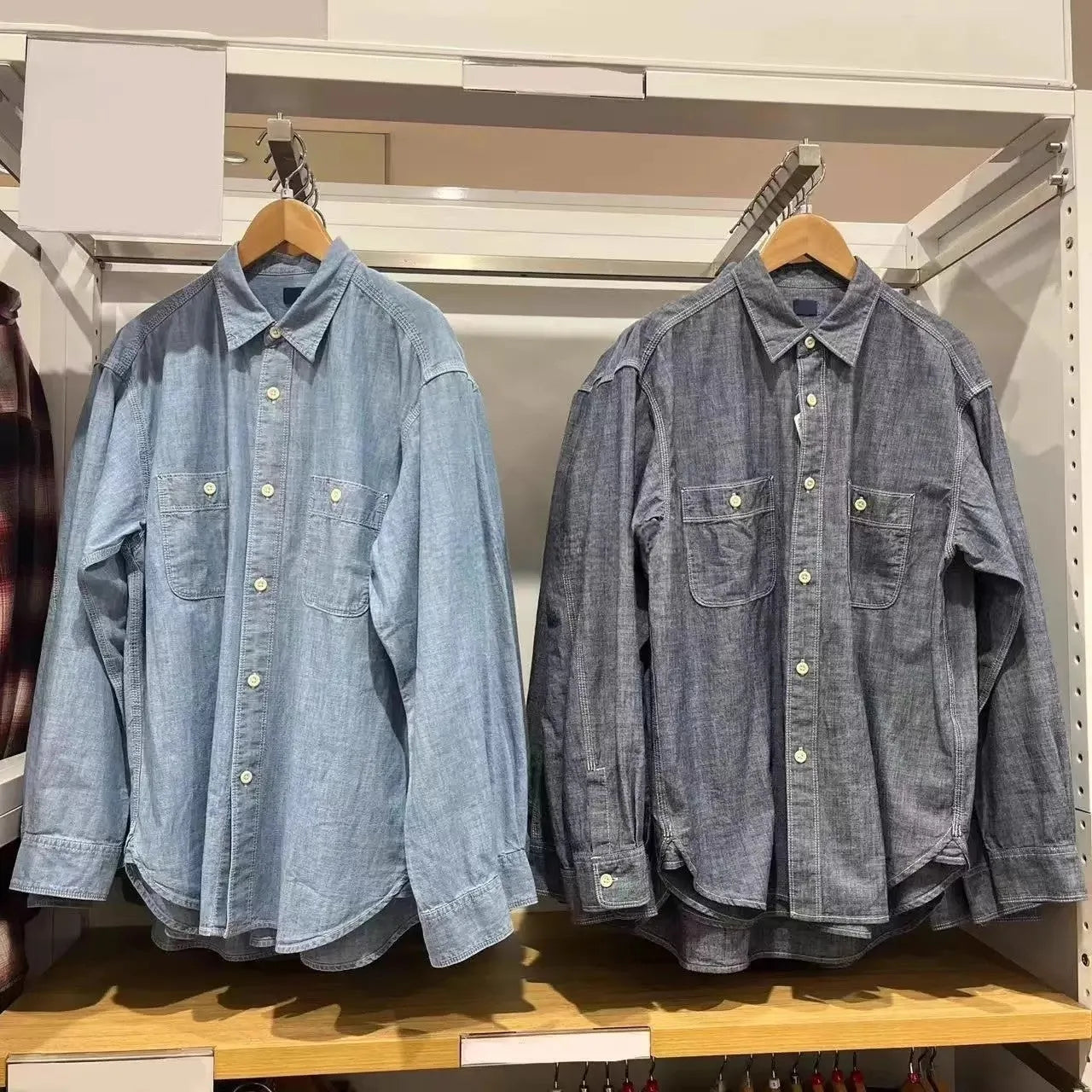 Casual loose fit solid colour Vinylon long sleeve shirt for men and women in sea blue