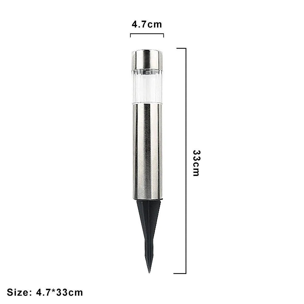 Solar cylindrical lawn light, 5.5x5.5x23cm, with 2.5x2.5cm solar panel, white LED and AAA 300mAh battery