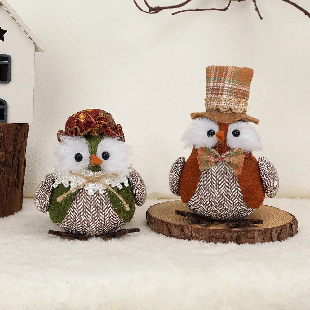 Thanksgiving harvest owl bird window pendant ornament in orange and green colours