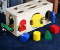Wooden shape lock box educational toy with 12 pieces for preschool learning