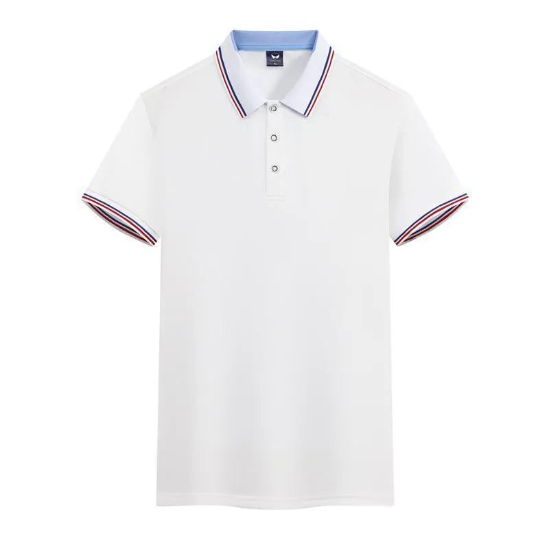Men's slim fit polo shirt in quick-dry polyester fabric showing colour options including blue gray and dark green