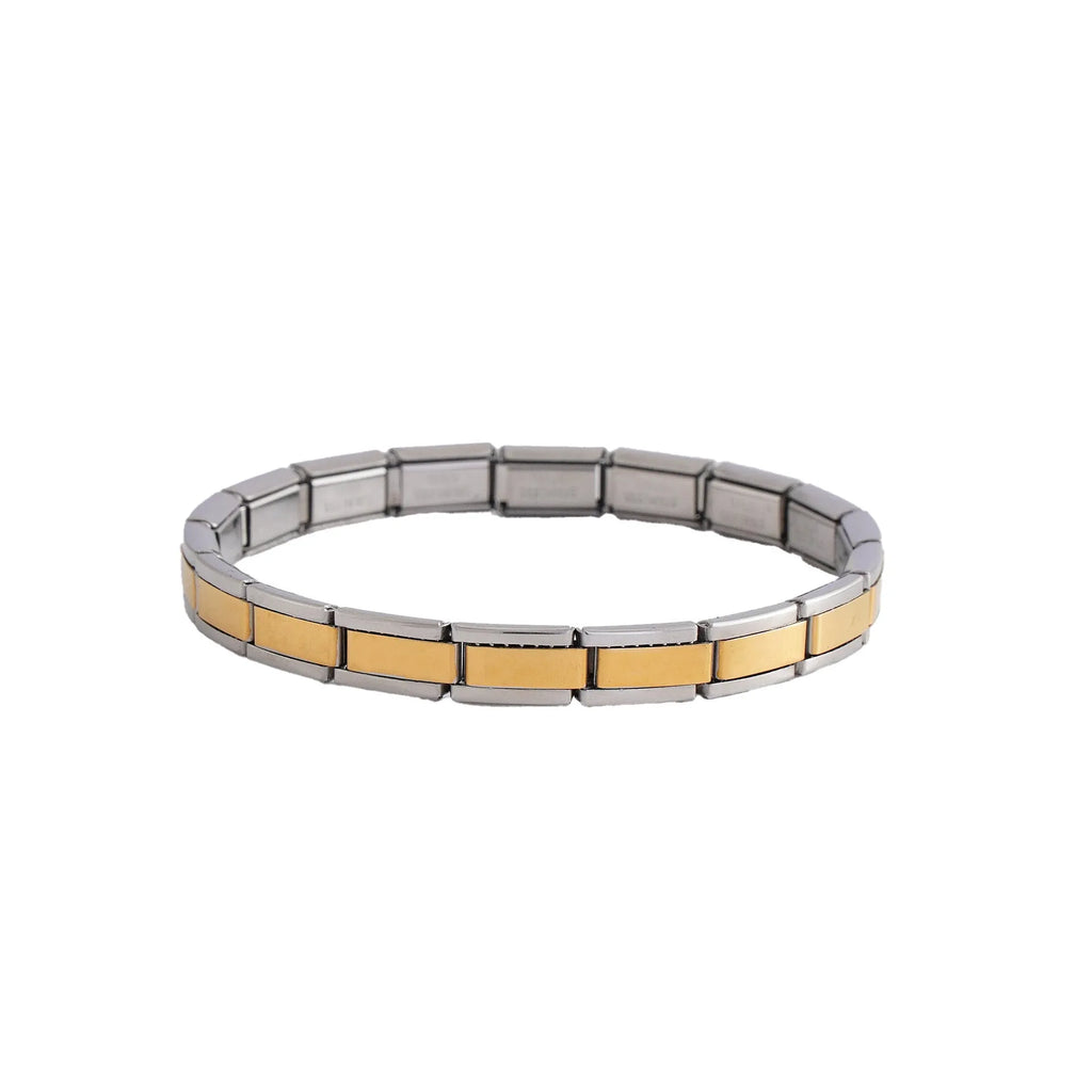 Elastic stainless steel unisex ring bracelet in steel colour, full gold, half gold or edge gold