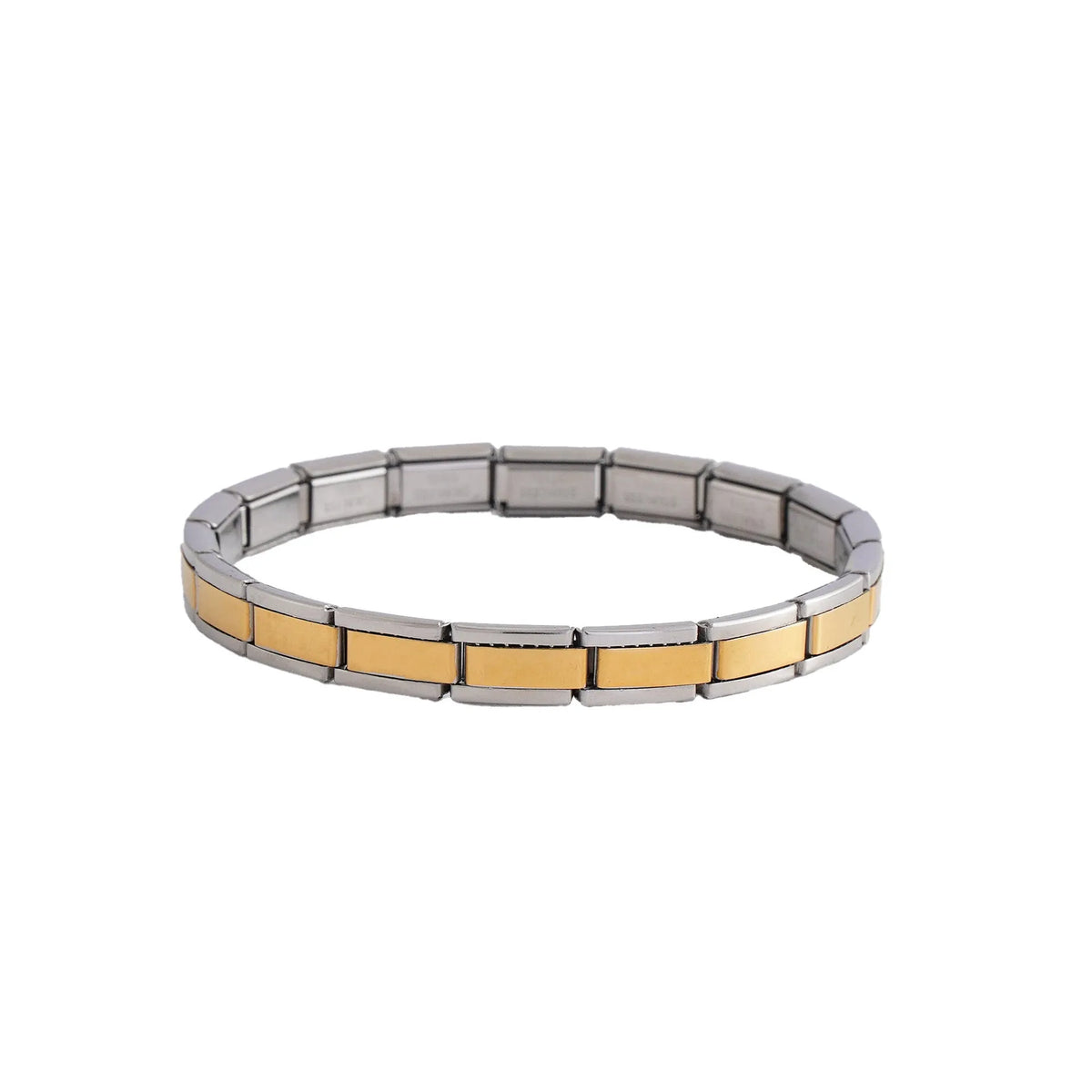 Elastic stainless steel unisex ring bracelet in steel colour, full gold, half gold or edge gold