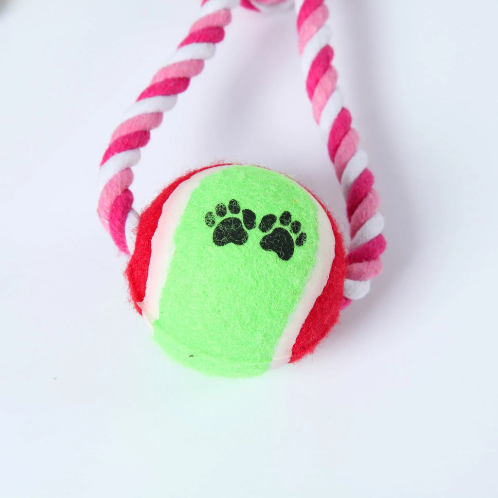 38cm long cotton string dog toy in red and white colour combination for medium large breeds