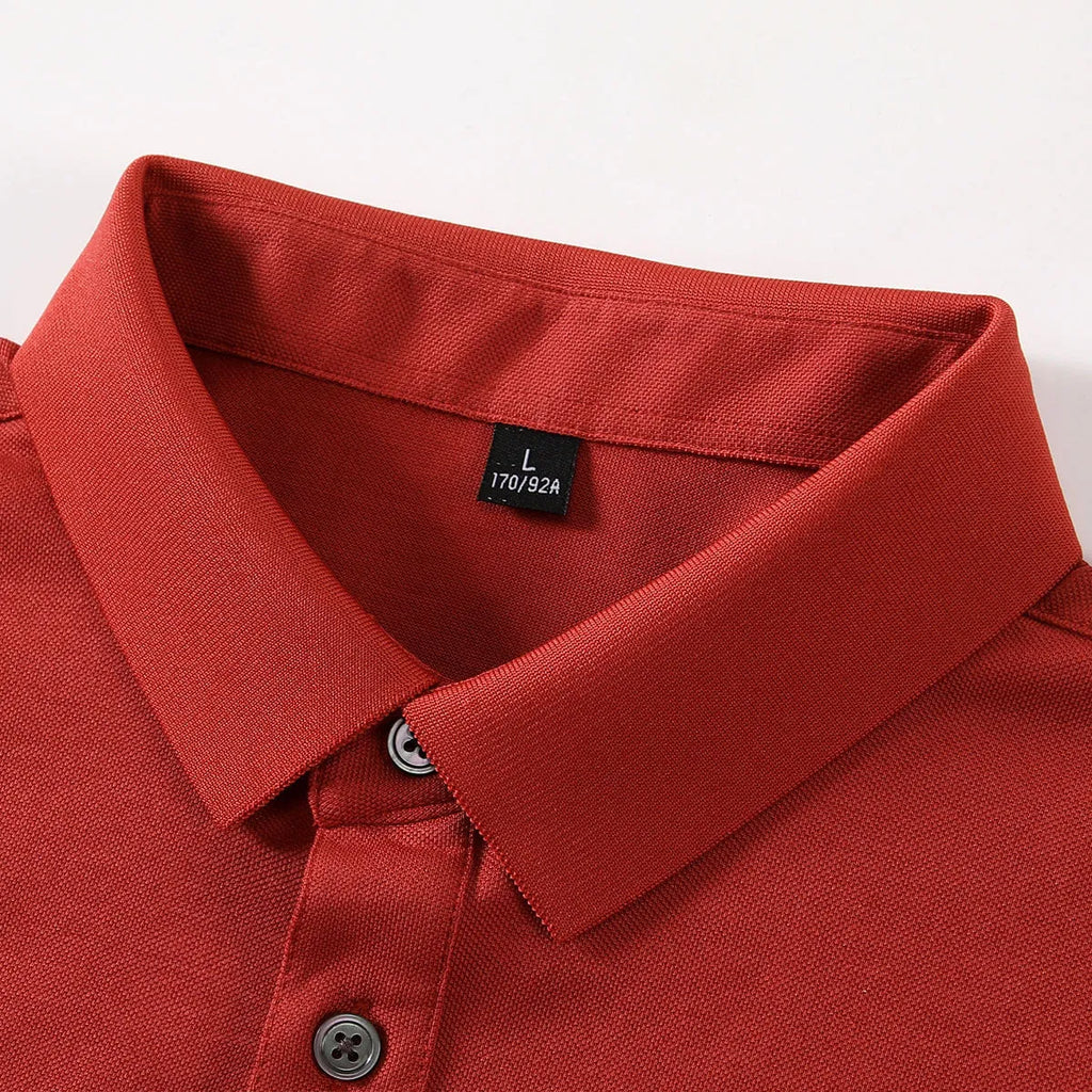 Pure cotton lapel short-sleeved T-shirt in mulberry silk cotton blend for business commute, available in multiple colours