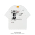 Men's black pure cotton loose fit t-shirt with white printed letter pattern and short raglan sleeves