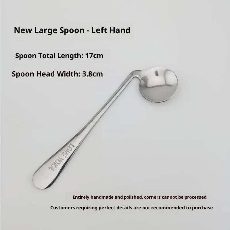Stainless steel elderly elbow spoon fork feeding care supplies with angled handle for adults
