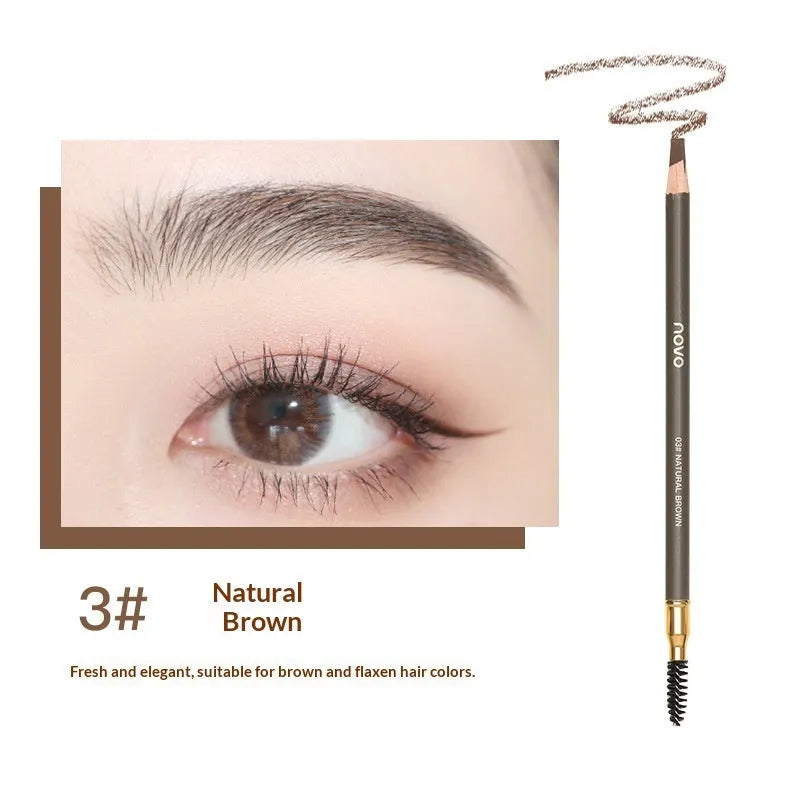 Natural Shaping Machete smudge-proof double-ended eyebrow pencil with brush in dark brown shade