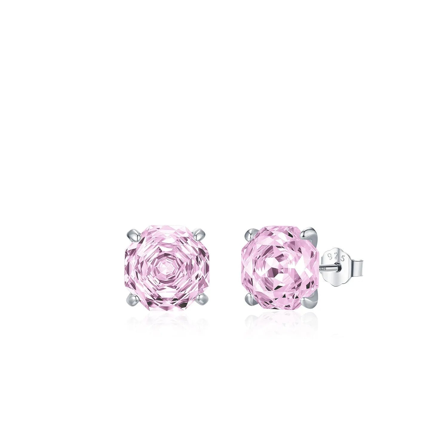 S925 sterling silver rose stud earrings with pink finish in 6mm and 8mm sizes