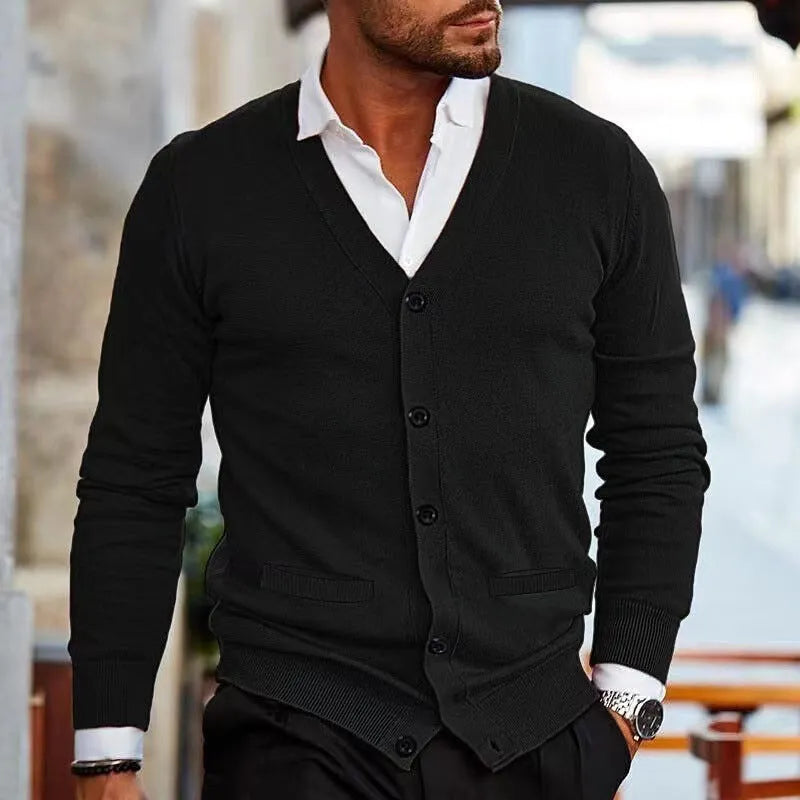 Men's slim fit acrylic cardigan sweater in multiple colours for autumn wear