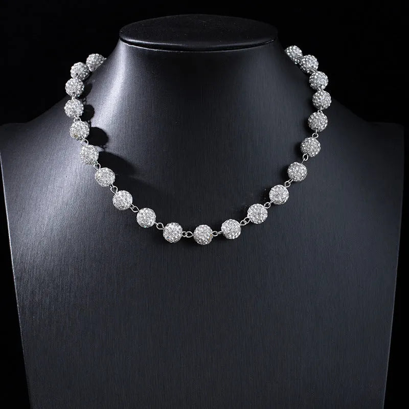 Alloy hip hop waist chain with diamond ball zipper detail, 115cm length, black colour option on display