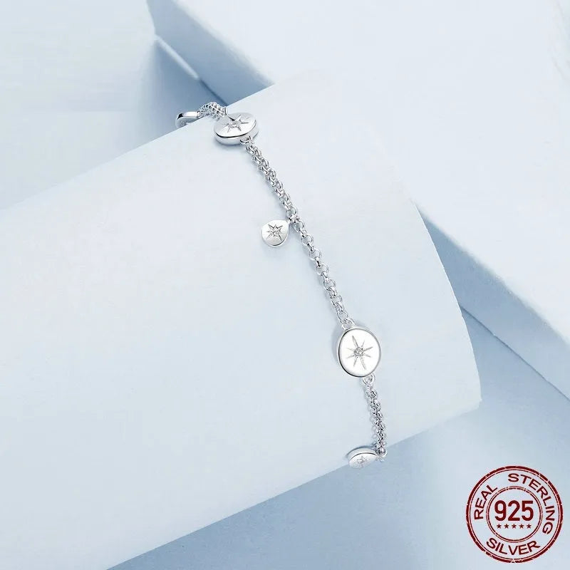 S925 sterling silver bracelet with star ornament for women colour BSB182 minimalist design